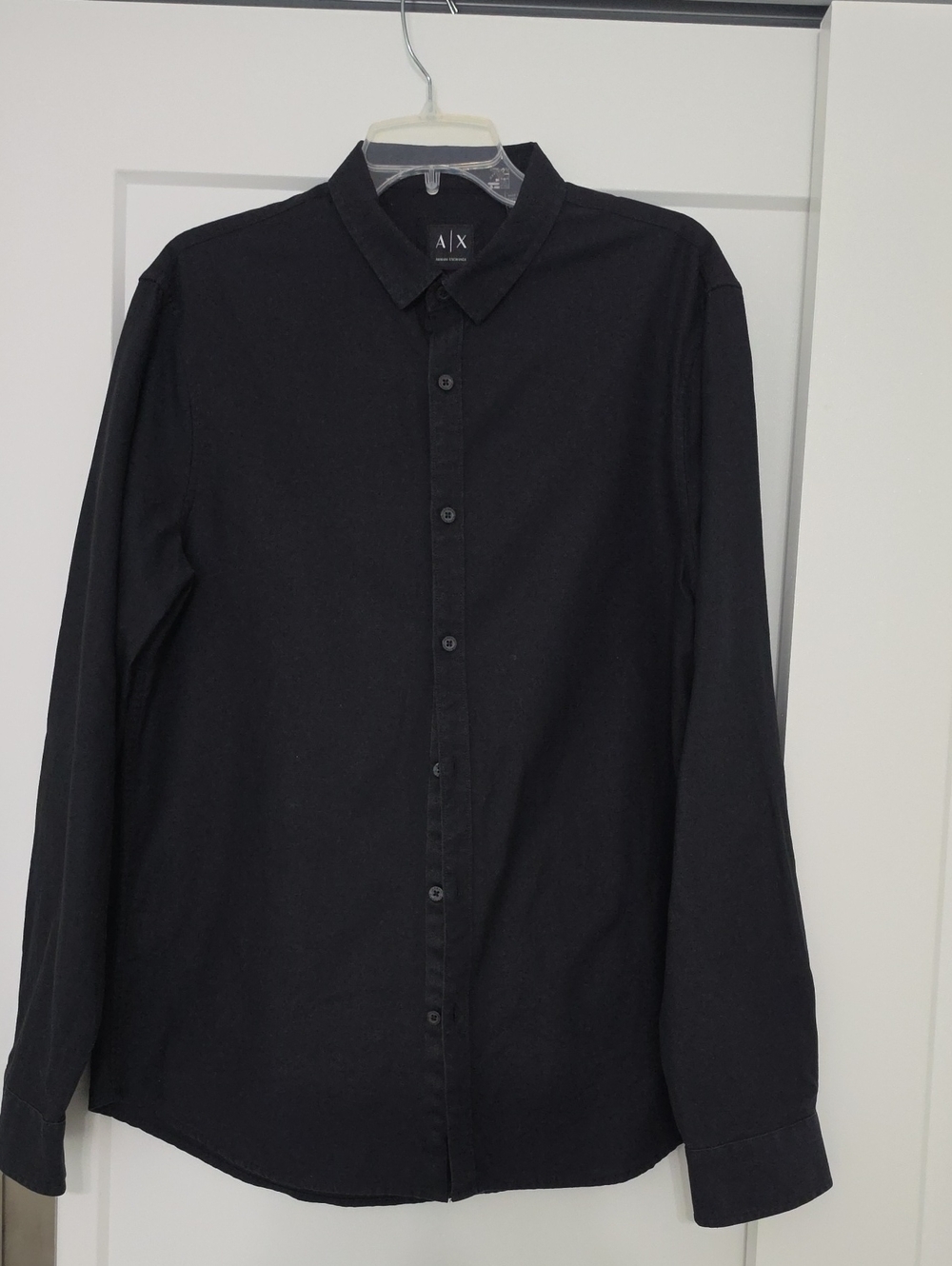 A/X Armani Exchange Black Long-Sleeve Button-Down Shirt.           Sz L Slim Fit